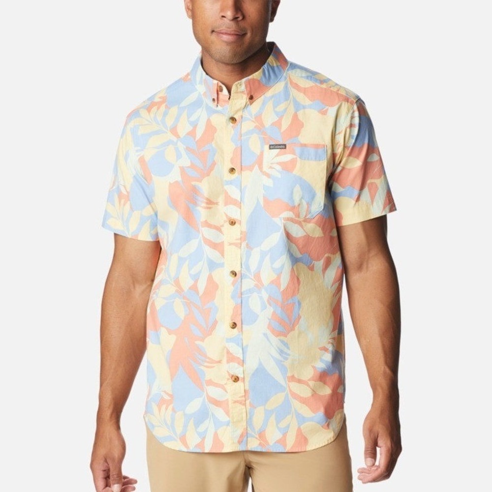 Columbia Rapid Rivers Printed Short Sleeve Button Up Shirt Men's Size M